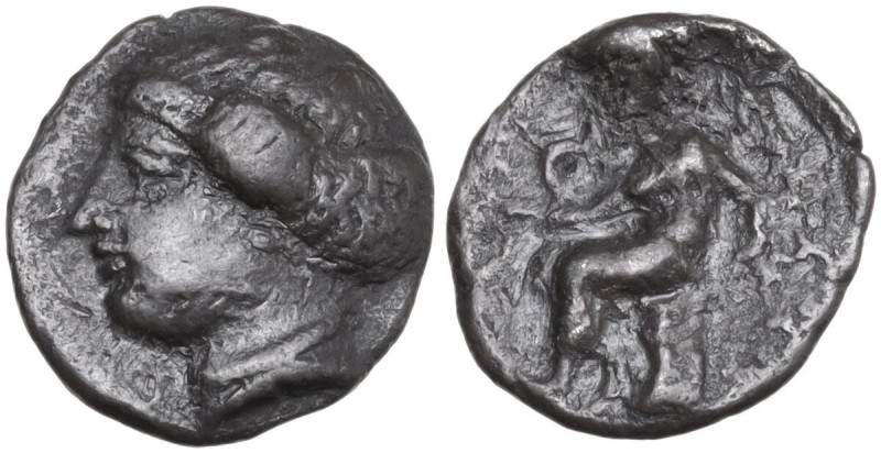 Greek Italy. Bruttium, Terina. AR Triobol, 420-400 BC. Obv. Head of nymph left. ...