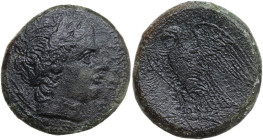 Sicily. Messana. The Mamertinoi. AE Quadruple, 288-278 BC. Obv. Laureate head of Ares right; behind, arrowhead. Rev. Eagle standing left on thunderbol...