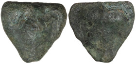 Sicily. Selinos. AE Cast Onkia, c. 440-425 BC. Obv. Kantharos; above, pellet. Rev. Selinon leaf. CNS I 10; HGC 2 1237. AE. 13.50 g. 2.86 mm. R. F.