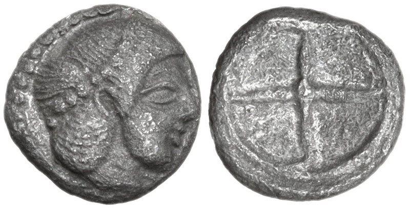 Sicily. Syracuse. Hieron I (478-466 BC). AR Litra, c. 470 BC. Obv. Head of Areth...