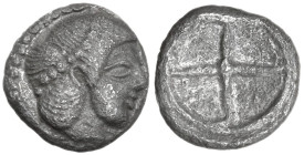 Sicily. Syracuse. Hieron I (478-466 BC). AR Litra, c. 470 BC. Obv. Head of Arethusa right. Rev. Wheel with four spokes. HGC 2 1371; Boehringer B 31. A...