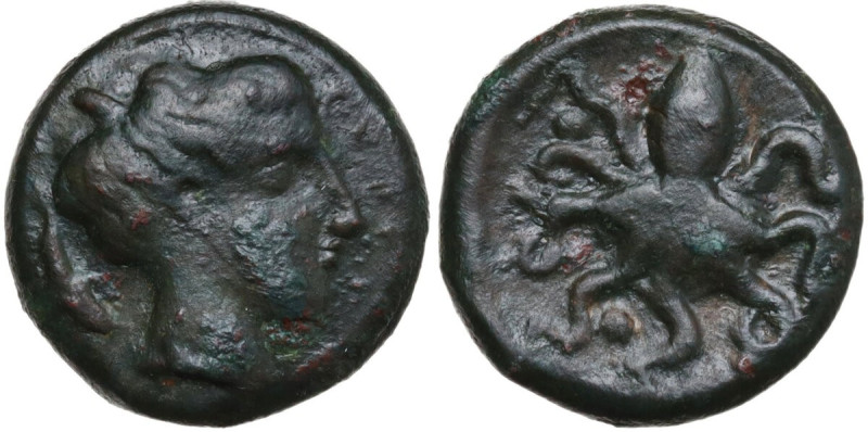 Sicily. Syracuse. Second Democracy (466-405 BC). AE Tetras, after 425 BC. Obv. H...