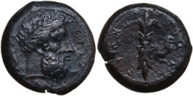 Sicily. Syracuse. Timoleon and the Third Democracy (344-317 BC). AE 23 mm. Obv. Laureate head of Zeus Eleutheros right. Rev. Thunderbolt; to right, ea...