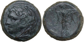 Sicily. Syracuse. Pyrrhos (278-276 BC). AE 22 mm. Obv. Head of Herakles left, wearing lion's skin. Rev. Athena Promachos right. CNS II 177; HGC 2 1450...
