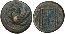 Greek Asia. Troas, Skepsis. AE 16 mm. c. 400-300 BC. Obv. Rhyton in form of winged horse left. Rev. Σ-K. Fir-tree in linear square. Thyrsos in fields....