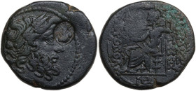 Greek Asia. Seleucis and Pieria, Antioch. AE Tetrachalkon, 1st century BC. Obv. Laureate head of Zeus right. Rev. ANTIOΧΕΩ[N] THΣ MHTΡOΠOΛEΩΣ Zeus Nik...