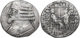 Greek Asia. Kings of Parthia. Phraates IV (38-2 a.C.). AR Tetradrachm. Seleukeia on the Tigris mint. Uncertain date. Obv. Diademed bust left, wart on ...