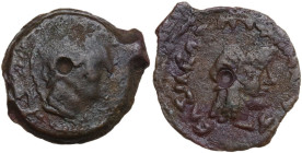 Africa. Egypt, Ptolemaic Kingdom. Ptolemy V Epiphanes (204-180 BC). AE 16 mm, Kyrene mint. Obv. Diademed head of Ptolemy I, with aegis. Rev. Head of L...