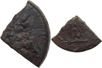 Africa. Egypt, Ptolemaic Kingdom. Quarter of an AE Hemidrachm. Obv. Diademed head of Zeus-Ammon right. Rev. Εagle on thunderbolt, symbol between legs....