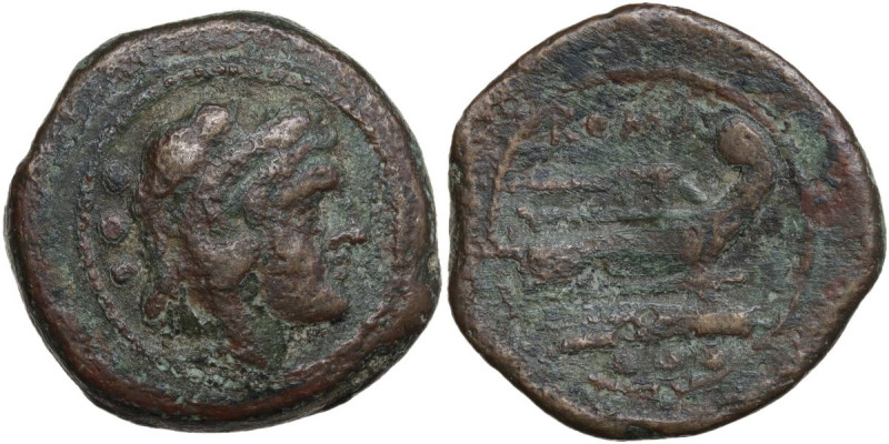 Anonymous. Sextantal series. AE Quadrans, c. 211 BC. Obv. Head of Hercules right...