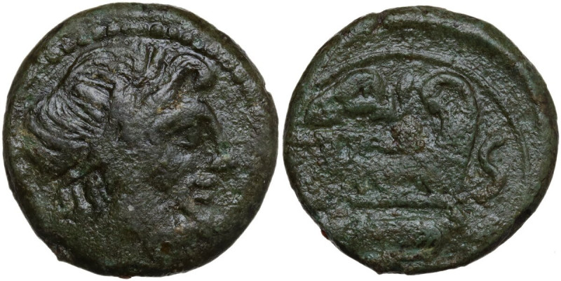 L. Caecilius Metellus. AE Semis, 128 BC. Obv. Laureate head of Saturn right. Rev...