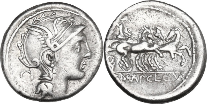 Appius Claudius Pulcher, T. Manlius Mancinus and Q. Urbinius. Denarius, 111 or 1...