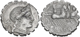 C. Naevius Balbus. AR Denarius serratus, 79 BC. Obv. Diademed head of Venus right; behind SC. Rev. Victory in triga right; above, numeral; in exergue,...