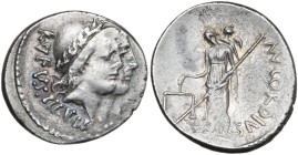 Mn. Cordius Rufus. Denarius, 46 BC. Obv. RVFVS·III·VIR. Jugate heads of the Dioscuri right, wearing laureate pileus surmounted by star. Rev. Venus Ver...