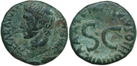 Augustus (27 BC - 14 AD). AE As, 7 BC. Obv. CAESAR AV[GVST PONT MAX TRI]BV[NIC POT]. Head of Augustus, bare, left. Rev. M SALVIVS OTHO IIIVIR A A A F ...