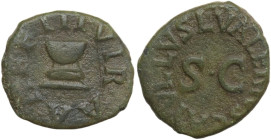 Augustus (27 BC - 14 AD). AE Quadrans, Bassus, Capella, Blandus, and Catullus as IV viri monetales, 4 BC. Obv. L VALERIVS CATVLLVS round large SC. Rev...