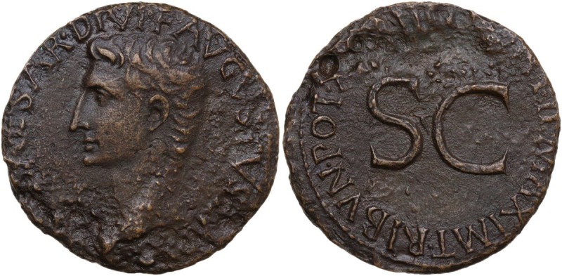 Augustus (27 BC - 14 AD). AE As, 11-12. Obv. IMP CAESAR DIVI F AVGVSTVS IMP XX. ...