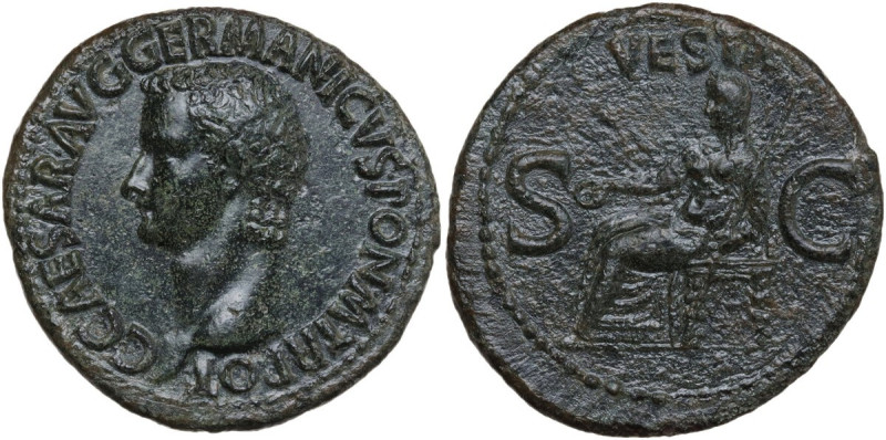 Gaius (Caligula) (37-41). AE As, Rome mint, 37-38. Obv. C CAESAR AVG GERMANICVS ...