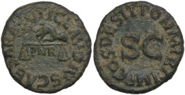 Claudius (41-54). AE Quadrans, 41 AD. Obv. TI CLAVDIVS CAESAR AVG. Hand left, holding pair of scales above PNR. Rev. PON M TR P IMP COS DES IT around ...