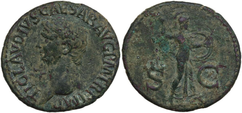Claudius (41-54). AE As, c. 42-43. Obv. TI CLAVDIVS CAESAR AVG P M TR P IMP. Bar...