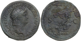 Nero (54-68). AE Dupondius, c. 65 AD. Obv. NERO CLAVDIVS CAESAR AVG GER P M TR P IMP P P. Radiate bust right. Rev. SC ROMA (in exergue). Roma helmeted...