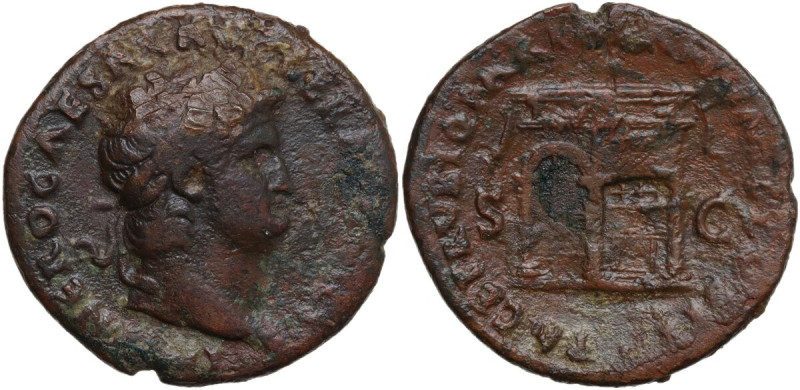 Nero (54-68). AE As. Rome mint, 62-68. Obv. NERO CAESAR AVG GERM IMP. Head of Ne...