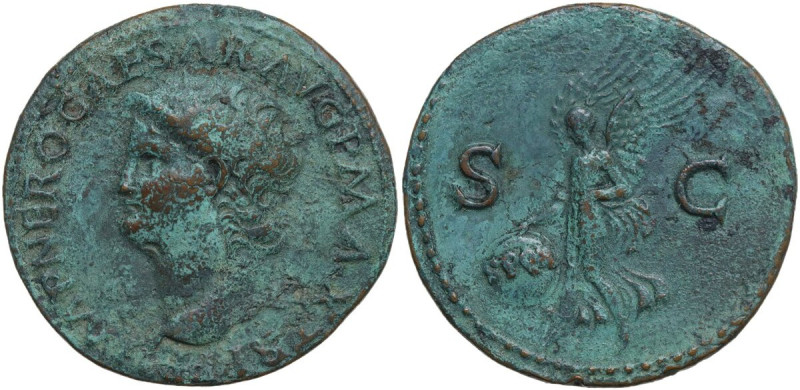 Nero (54-68). AE As, Lugdunum mint, 62-68. Obv. IMP NERO CAESAR AVG P MAX TR P P...