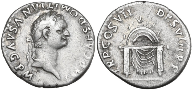 Domitian (81-96). AR Denarius, 81 AD., third issue. Obv. IMP CAES DOMITIANVS AVG...