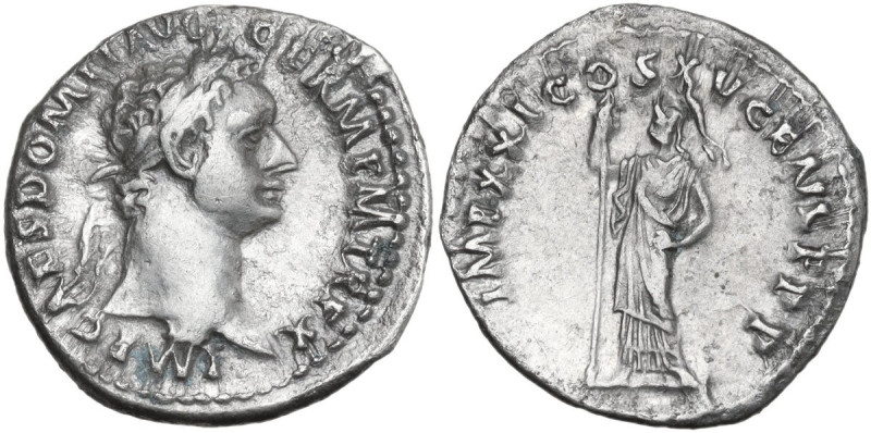 Domitian (81-96). AR Denarius, 90-91. Obv. IMP CAES DOMIT AVG GERM PM TR P X. La...