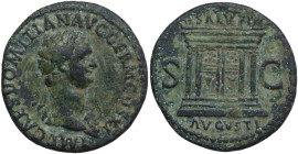 Domitian (81-96). AE As, 85 AD. Obv. IMP CAES DOMITIAN AVG GERM COS XI. Laureate bust right, with aegis. Rev. SALVTI AVGVSTI SC. Altar. RIC I (2nd ed....