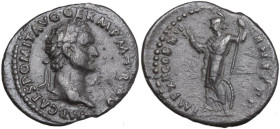 Domitian (81-96). AR Denarius, Rome mint, 86 AD. Obv. IMP CAES DOMIT AVG GERM P M TR P V. Head of Domitian, laureate, right. Rev. IMP XII COS XII CENS...