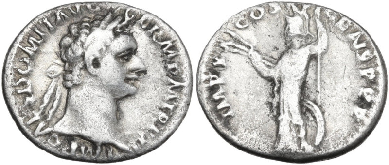 Domitian (81-96). AR Denarius, 92 AD. Obv. IMP CAES DOMIT AVG GERM PM TR P XI. L...