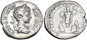 Caracalla (198-217). AR Denarius, Rome mint, 201 AD. Obv. ANTONINVS PIVS AVG. Bust of Caracalla, laureate, draped, right. Rev. PART MAX PONT TR P IIII...