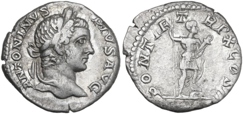 Caracalla (198-217). AR Denarius, Rome mint, 207 AD. Obv. ANTONINVS PIVS AVG. He...