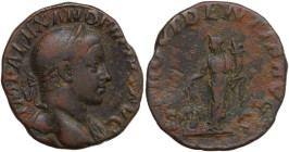 Severus Alexander (222-235). AE Sestertius, Rome mint, 232 AD. Obv. IMP ALEXANDER PIVS AVG. Laureate bust right, slight drapery on left shoulder. Rev....
