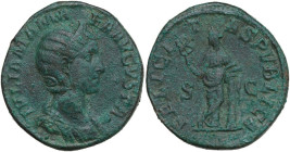 Julia Mamaea (died 235 AD). AE Sestertius, Rome mint, 222-235. Obv. IVLIA MAMAEA AVGVSTA. Bust of Julia Mamaea, diademed, draped, right. Rev. FELICITA...