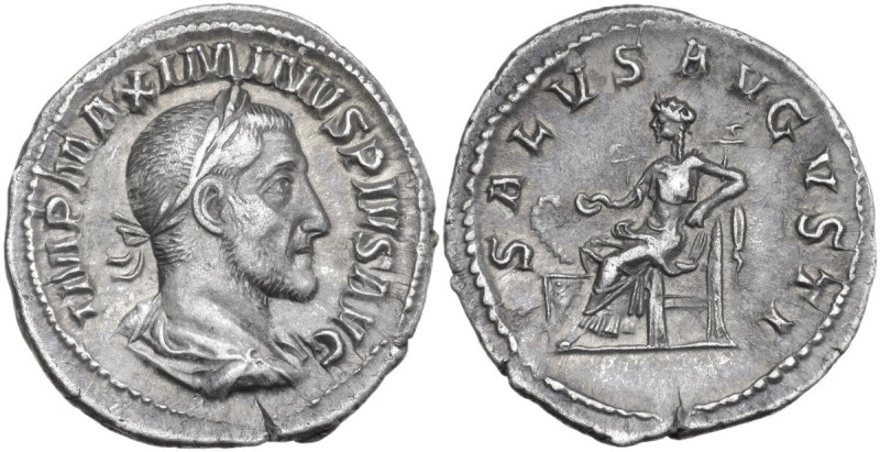 Maximinus I (235-238). AR Denarius, 235-236. Obv. IMP MAXIMINVS PIVS AVG. Laurea...