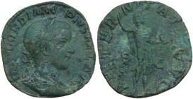 Gordian III (238-244). AE Sestertius, 241-244. Obv. IMP GORDIANVS PIVS FEL AVG. Bust of Gordian III, laureate, draped, cuirassed, right. Rev. AETERNIT...