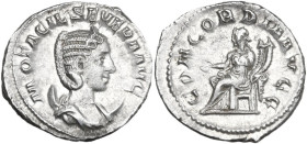 Otacilia Severa, wife of Philip I (244-249). AR Antoninianus, 247 AD. Obv. M OTACIL SEVERA AVG. Draped bust right, wearing stephane, set on crescent. ...