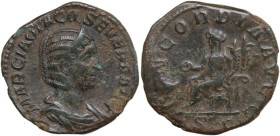 Otacilia Severa, wife of Philip I (244-249). AE Sestertius, Rome mint, 244-249. Obv. MARCIA OTACIL SEVERA AVG. Bust of Otacilia Severa, diademed, drap...