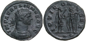 Aurelian (270-275). AE Antoninianus, Siscia mint. Obv. IMP AVRELIANVS AVG. Radiate and cuirassed bust right. Rev. IOVI C-ON-SER. Emperor standing righ...