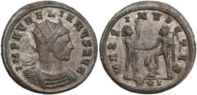 Aurelian (270-275). BI Antoninianus, Cyzicus mint. Obv. Bust of Aurelian, radiate, cuirassed, right. Rev. Mars, standing right, holding spear and rece...