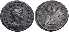 Probus (276-282). AE Antoninianus, Siscia mint. Obv. IMP C PROBVS PF AVG. Radiate and cuirassed bust right. Rev. PAX A-VG-VSTI. Pax standing left, hol...