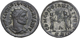 Diocletian (284-305). BI Antoninianus, Cyzicus mint, 284-294. Obv. IMP C C VAL DIOCLETIANVS AVG. Bust of Diocletian, radiate, draped, right. Rev. CONC...