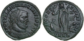Licinius I (308-324). AE Follis, Cyzicus mint. Obv. IMP C VAL LICIN LICINIVS PF AVG. Diademed, draped and cuirassed bust right. Rev. IOVI CONS-ERVATOR...
