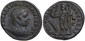 Licinius II (317-324). AE Follis, Nicomedia mint. Obv. DN VAL LICIN LICINIVS NOB C. Laureate and drape bust right. Rev. PROVIDEN-TIAE CAESS. Jupiter s...