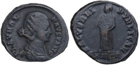 Fausta, wife of Constantine I (307-326). AE 20 mm, Antioch mint, 325-326. Obv. FLAV MAX - FAVSTA AVG. Bust of Fausta, waved hair, mantled, right. Rev....