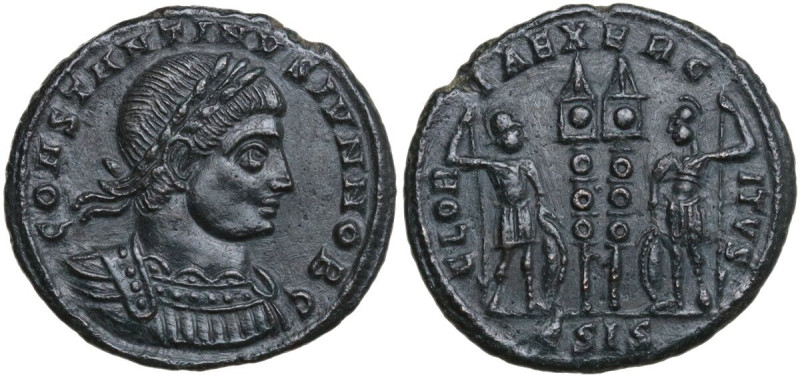 Constantine II as Caesar (317-337). AE Follis, Siscia mint. Obv. CONSTANTINVS IV...