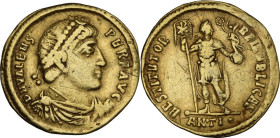 Valens (364-378). AV Solidus. Antioch mint, struck AD 366-367. Obv. D N VALENS PER F AVG. Rosette-diademed, draped, and cuirassed bust right. Rev. RES...