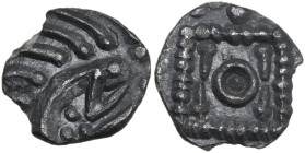Anglo-Saxon. AR Sceat, Continental issue, Dorestad mint (Frisia), Series E, 'Ashton-Rowant'-phase, 700-765. Obv. Degraded head right ('porcupine'); to...